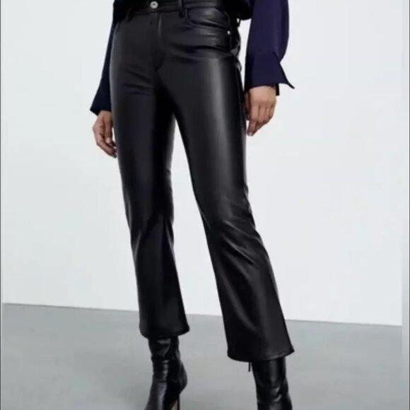 Zara Mini Flair Faux Leather Pants - Picture 8 of 8